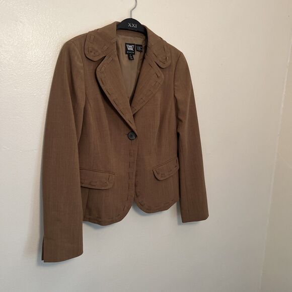 WORTH Vintage Brown Wool Blend Blazer Jacket Boho Western Cottage, Brown- Size 8 - Picture 3 of 7